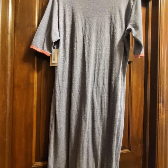 LuLaRoe ❤️Julia❤️ Casual Gray and Pink Women's Dress - Picture 7 of 7
